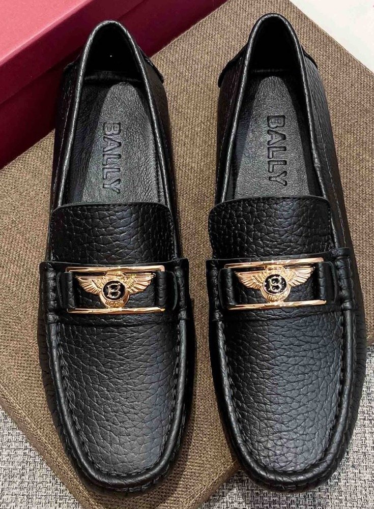Bally Men's Black Textured Slip-On Loafers