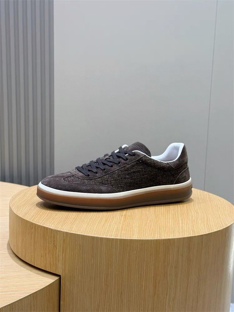 Loro Piana Men's Low-Top Lace-Up Sneakers - Gum Sole